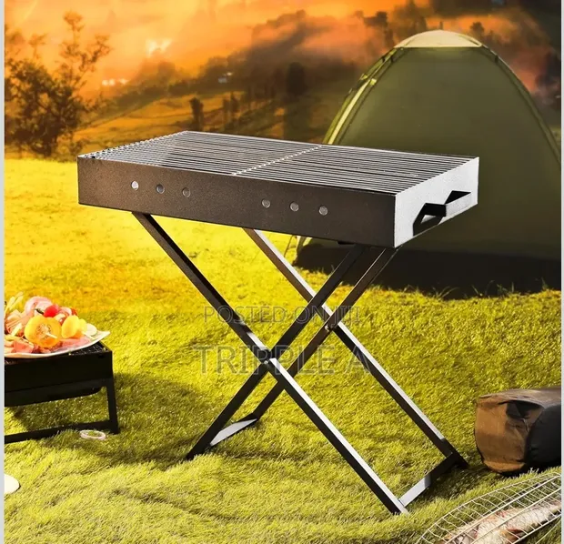 Portable Folding Charcoal Barbecue Grill - 1