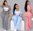 3pcs Women's Striped Clothing Set - 1