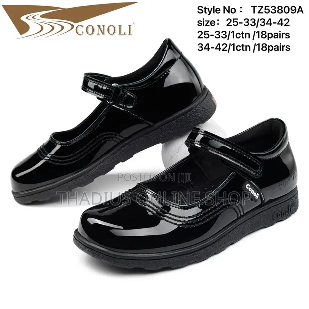Conoli Girls Black School Shoes - 1