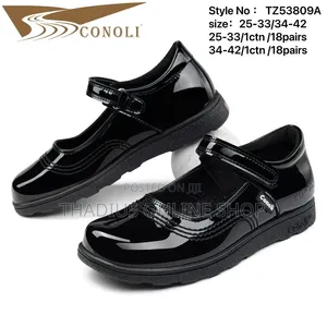 Conoli Girls Black School Shoes