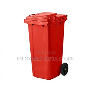 Red 120L Plastic Dust Bins - Brand New