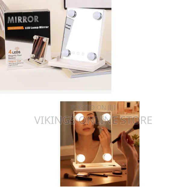 4-LED Dimmable Makeup Mirror with Storage Base - 1