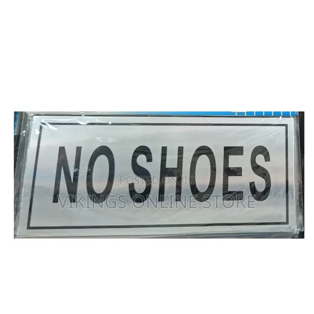 Self-Adhesive 'No Shoes' Sign - Silver - 1