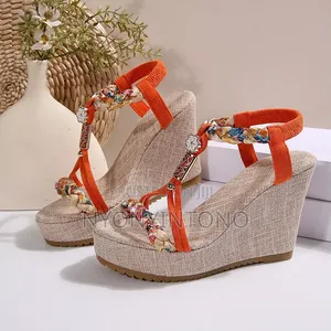 Boho Braided T-Strip Wedge Sandals