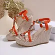 Boho Braided T-Strip Wedge Sandals - 2
