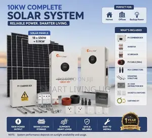 Complete 10kW Solar System with Deye 8kW Hybrid Inverter & Lithium Battery