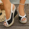 Toe-Cross Strap Wedge Slingback Shoes - 1