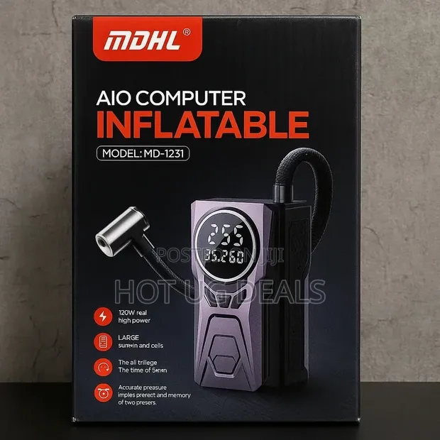 Cordless Tyre Inflator Air Compressor with LED Light - 1