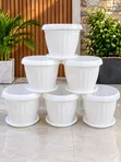 Plastic Flower Pots (White, 40cm Diameter) - 1