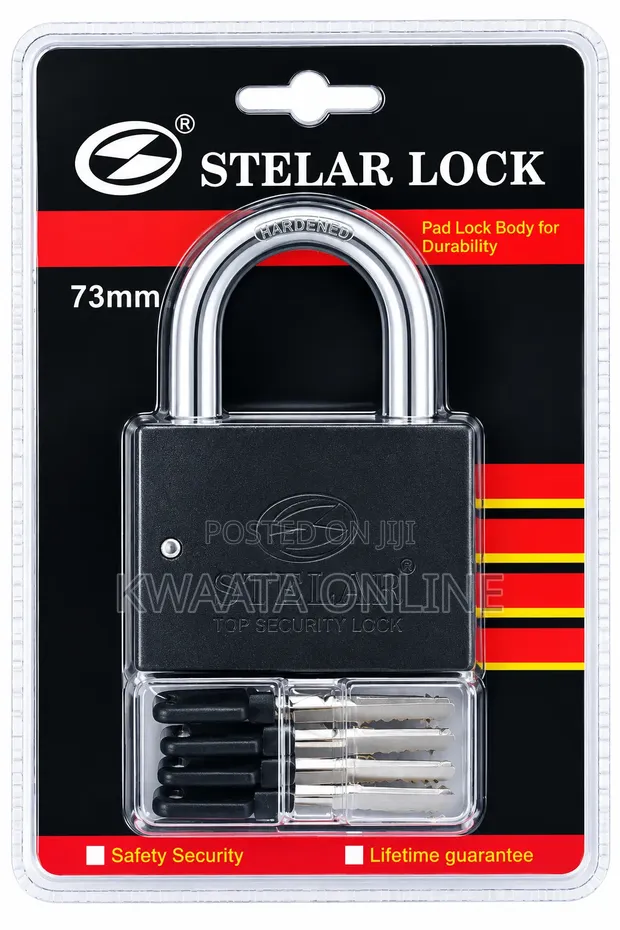 Stelar Lock 73mm Heavy-Duty Security Padlock with 4 Keys - 1