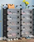 Double-Column 10-Compartment Dustproof Shoe Rack - 2