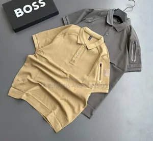Men's Side Zip T-Shirts with Button Collar