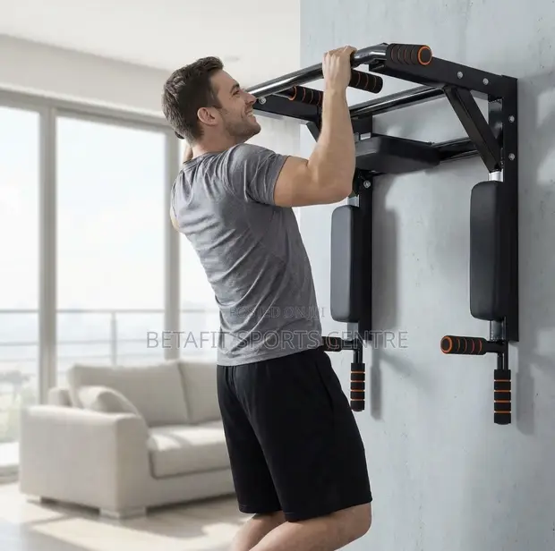 2-in-1 Wall-Mounted Pull-Up Bar and Dip Station - 1
