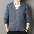 Men's V-Neck Cardigan Sweater - 1