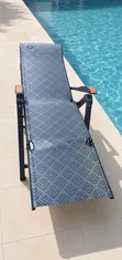 Folding Reclining Lounge Chair Bed - Grey - 5