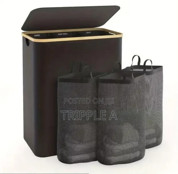 3-Partition Laundry Hamper (160L) - 1