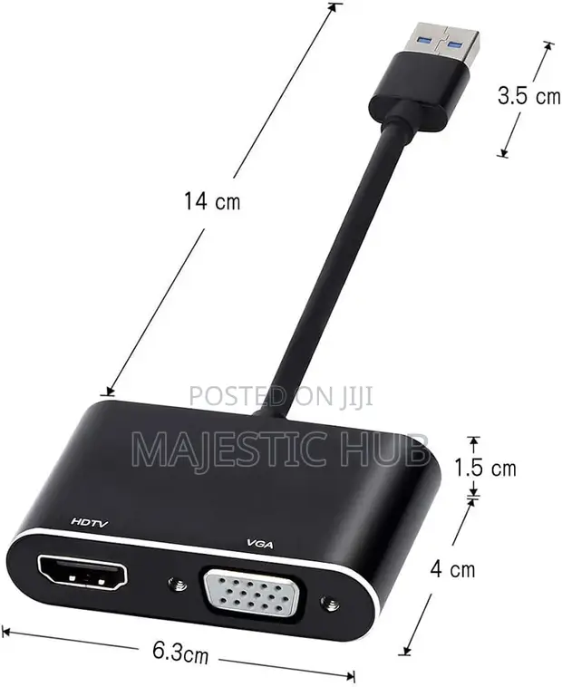 USB to HDMI VGA Adapter, 1080P Dual Display with Audio - 1