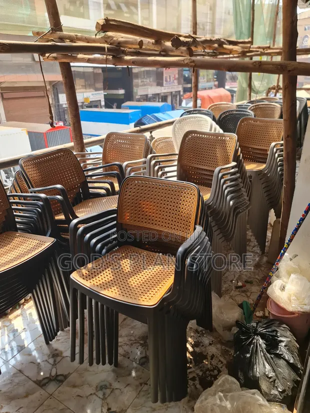 Crossed Mesh Back Plastic Chairs - 1
