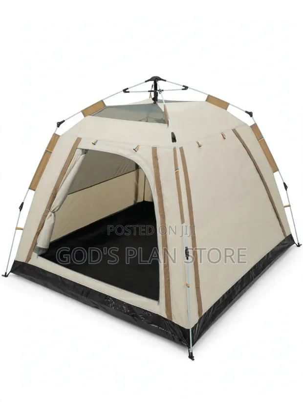 Beige 4-Person Camping Tent - 1