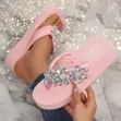 Crystal Flower Rhinestone Platform Flip Flops - 3