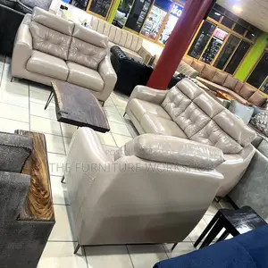 6 Seater Leather Sofa (Cream)