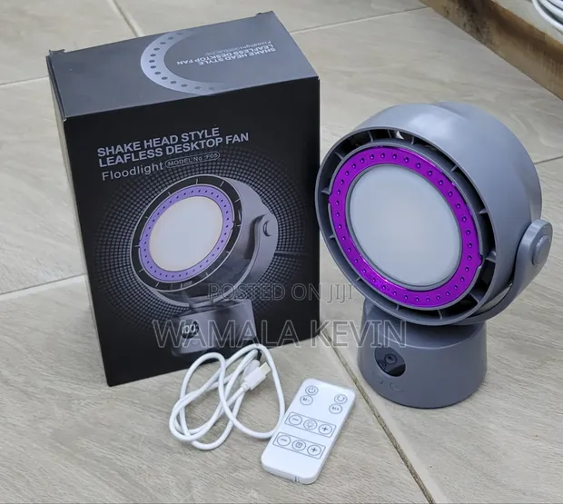 Shake Head Leafless Desktop Fan with Floodlight (Model F05) - 1