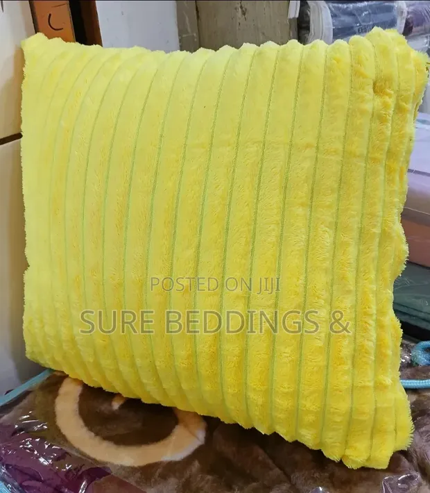 Synthetic Stripped Cushion - Yellow - 1
