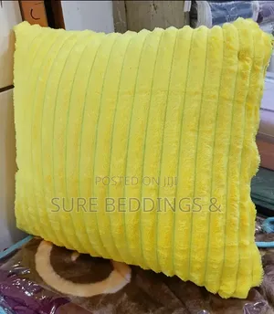 Synthetic Stripped Cushion - Yellow