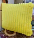 Synthetic Stripped Cushion - Yellow - 1
