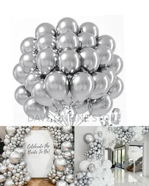 Metallic Silver 12-Inch Latex Balloons (50pcs)