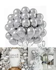 Metallic Silver 12-Inch Latex Balloons (50pcs) - 1