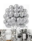 Metallic Silver 12-Inch Latex Balloons (50pcs) - 2