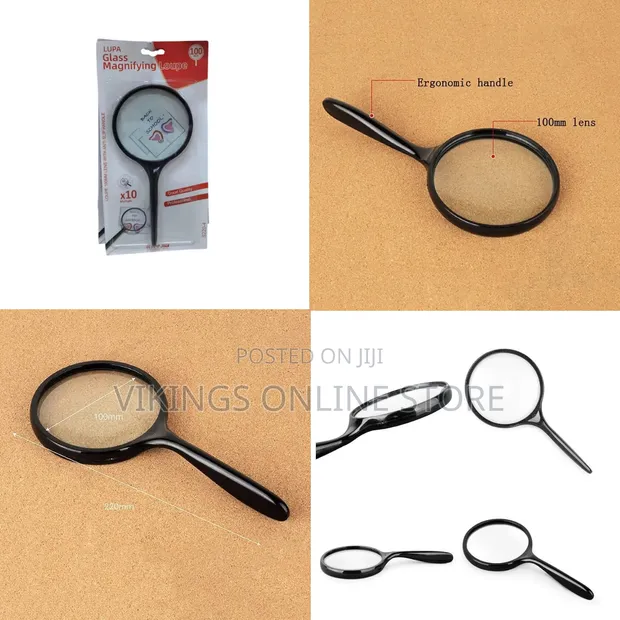 100mm Crank Magnifying Glass - 3-10x Glass Lens - 1