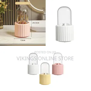 360° Rotatable Makeup Brush Holder with Lid