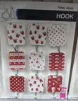 Pack of 9 Festive Red-and-White Patterned Self-Adhesive Wall Hooks - 2