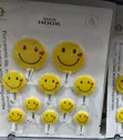 Pack of Self-Adhesive Yellow Smiley Face Wall Hooks - 2
