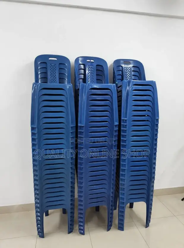 Blue High Back Stackable Plastic Chairs - 1