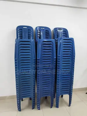 Blue High Back Stackable Plastic Chairs
