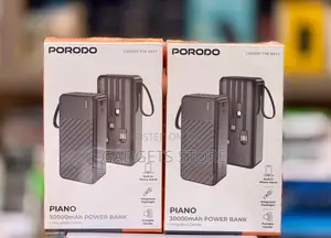 Porodo Piano 30000mAh Power Bank with Integrated Cables - Black