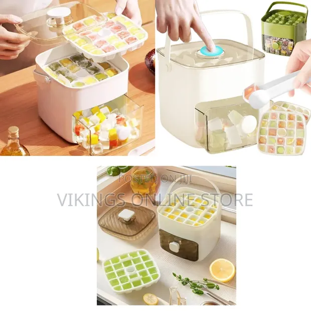 Double Layer Ice Box Cube Tray with Lid - 1