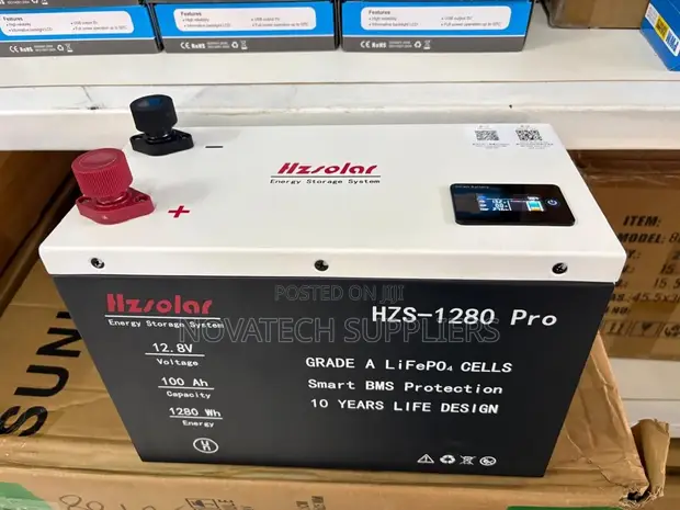 HZS-1280 Pro 12.8V 100Ah LiFePO4 Lithium Battery - 1280Wh - 1
