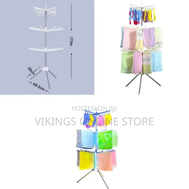 3-Tier Folding Clothes Drying Rack with 24 Clips - 1