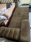 Plush Brown Tufted Sectional Sofa Bed - 2