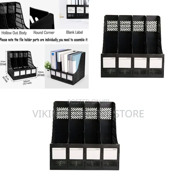 4 Compartment Plastic File Organizer - 1