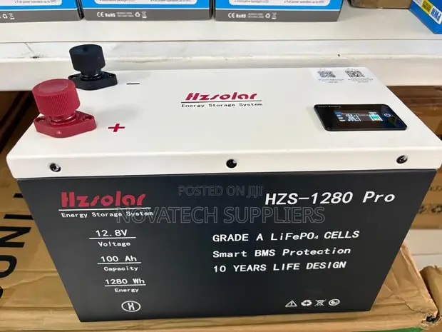 HZS-1280 Pro 12.8V 100Ah LiFePO4 Battery - 1.28kWh Solar Storage - 1