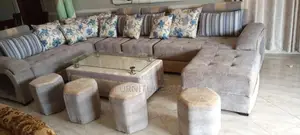 Grey 7-Seater L-Shaped Sectional Sofa Set