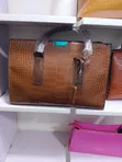 Women's Black Patent Leather Crocodile Pattern Handbag - 1