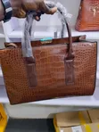 Women's Black Patent Leather Crocodile Pattern Handbag - 2