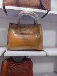 Women's Black Patent Leather Crocodile Pattern Handbag - 3