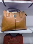 Women's Black Patent Leather Crocodile Pattern Handbag - 5